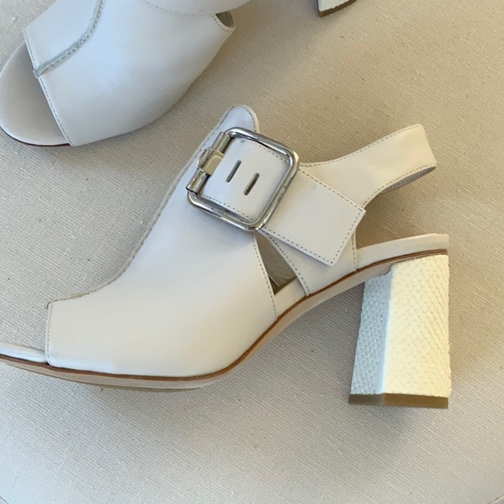 Donald Pliner Anette Snake-Embossed Slingback Block-Heel Sandals 6.5  NIB